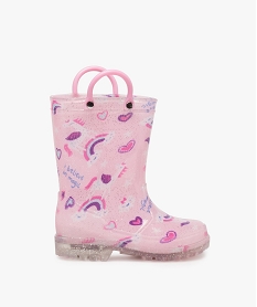 GEMO Bottes de pluie fille à anses et semelle lumineuse motif licorne Rose