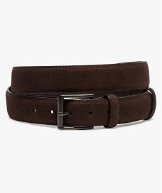 ceinture homme avec doubles surpiqures et boucle en metal brun ceintures et bretellesA955801_1