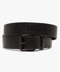 GEMO Ceinture homme avec inscriptions gravées et boucle métallique Noir