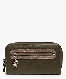 GEMO Portefeuille femme multipoches avec touches pailletées Vert