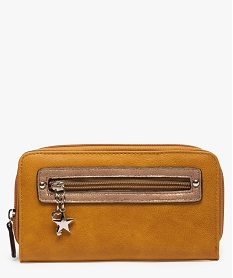 GEMO Portefeuille femme multipoches avec touches pailletées Jaune