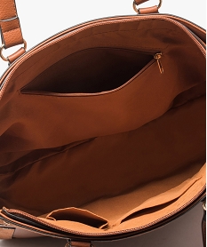 sac femme bi-matieres porte main avec pompon brun sacs a mainA962701_3