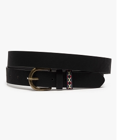 ceinture femme avec boucle en metal vieilli et passant brode noirA965101_1