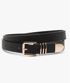 ceinture femme avec boucle et passant metalliques noirA965501_1