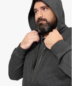 sweat homme grande taille zippe a capuche grisA966301_1