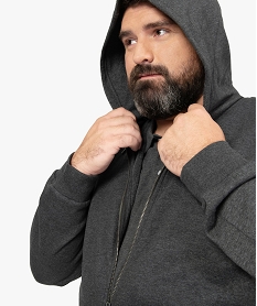 GEMO Sweat homme grande taille zippé à capuche Gris