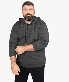 sweat homme grande taille zippe a capuche grisA966301_2