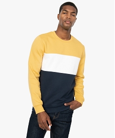 GEMO Sweat homme tricolore avec intérieur molletonné Jaune