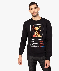 GEMO Sweat homme avec motif Marvel Noir