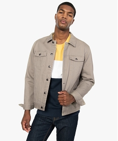 blouson homme en toile avec surpiqures et poches poitrine beige manteaux et blousonsA969401_1