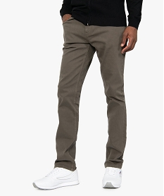 GEMO Pantalon homme 5 poches coupe Straight Brun