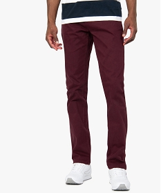 GEMO Pantalon homme 5 poches coupe Straight Rouge