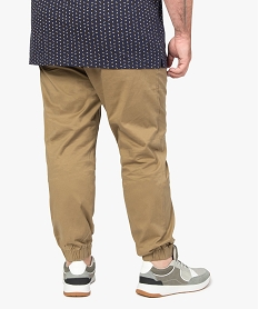 pantalon homme en toile avec taille et bas elastiques beigeA971201_3