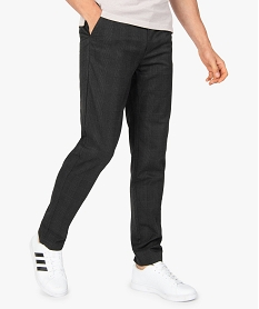 GEMO Pantalon homme en toile à motifs carreaux Gris