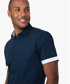 chemise homme a manches courtes a micro motifs bleuA972901_2