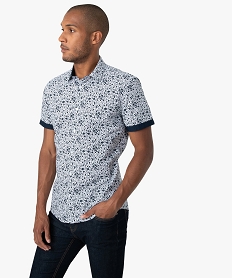 GEMO Chemise homme à manches courtes à motif feuillage Blanc