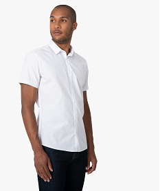 GEMO Chemise homme à manches courtes avec bords fantaisie Blanc