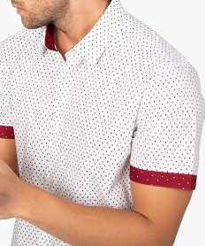 chemise homme a manches courtes coupe slim avec micro-motifs blanc chemise manches courtesA973301_2