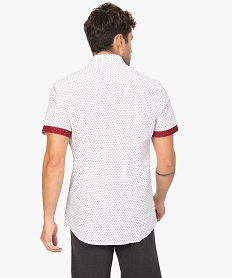 chemise homme a manches courtes coupe slim avec micro-motifs blanc chemise manches courtesA973301_3