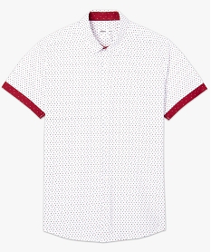chemise homme a manches courtes coupe slim avec micro-motifs blanc chemise manches courtesA973301_4