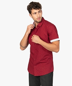 chemise homme imprimee a manches courtes coupe slim rougeA973401_1