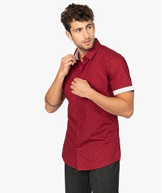 GEMO Chemise homme imprimée à manches courtes coupe slim Rouge