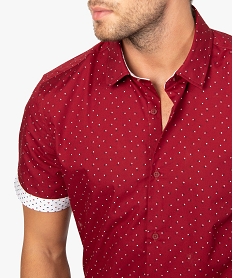 chemise homme imprimee a manches courtes coupe slim rouge chemise manches courtesA973401_2