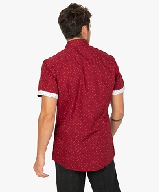 chemise homme imprimee a manches courtes coupe slim rouge chemise manches courtesA973401_3
