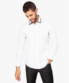 GEMO Chemise homme à col bicolore coupe slim Blanc