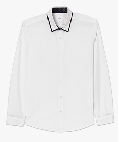 chemise homme a col bicolore coupe slim blancA974101_4