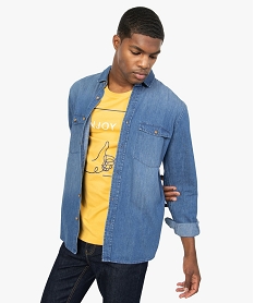 GEMO Chemise homme en coton façon denim Bleu