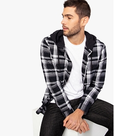 GEMO Chemise homme à carreaux avec capuche unie blanc chine