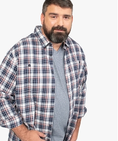 GEMO Chemise homme grande taille à carreaux et poches poitrine Blanc