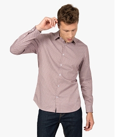chemise homme a motifs colores coupe slim imprime chemise manches longuesA975701_2