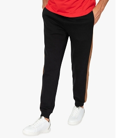 GEMO Pantalon de jogging homme avec bandes sur les côtés Noir