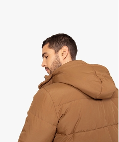 GEMO Blouson homme matelassé avec col en polaire et capuche Orange