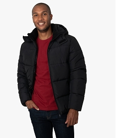 blouson homme matelasse avec col en polaire et capuche noir manteaux et blousonsA977101_1