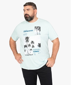 GEMO Tee-shirt homme avec motif palmiers à Miami Bleu