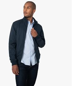 GEMO Blouson homme avec col montant et fermeture zippée Bleu