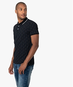 polo homme imprime a manches courtes en coton bio brunA978401_1