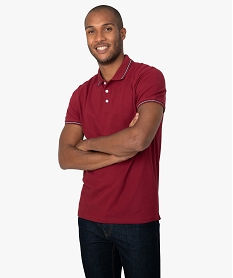 GEMO Polo homme aux finitions contrastantes en coton bio Rouge