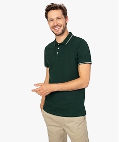 GEMO Polo homme aux finitions contrastantes en coton bio Vert