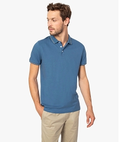GEMO Polo homme aux finitions contrastantes en coton bio Bleu