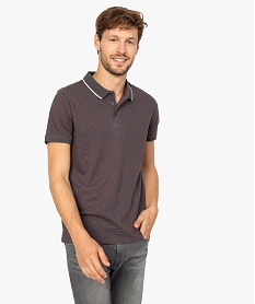 GEMO Polo homme à manches courtes et micro-motif Gris