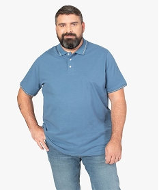 GEMO Polo homme avec liserés contrastants contenant du coton bio Bleu