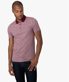GEMO Polo homme à manches courtes à fines rayures Rouge