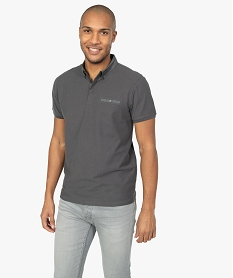 GEMO Polo homme avec col chemise contrastant Gris