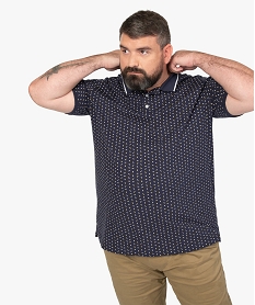 GEMO Polo homme à manches courtes en coton bio avec micro motifs noir chine