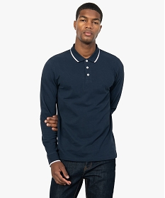 GEMO Polo homme à manches longues en coton bio noir chine