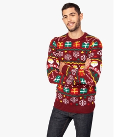 GEMO Pull de Noël pour homme multicolore Rouge